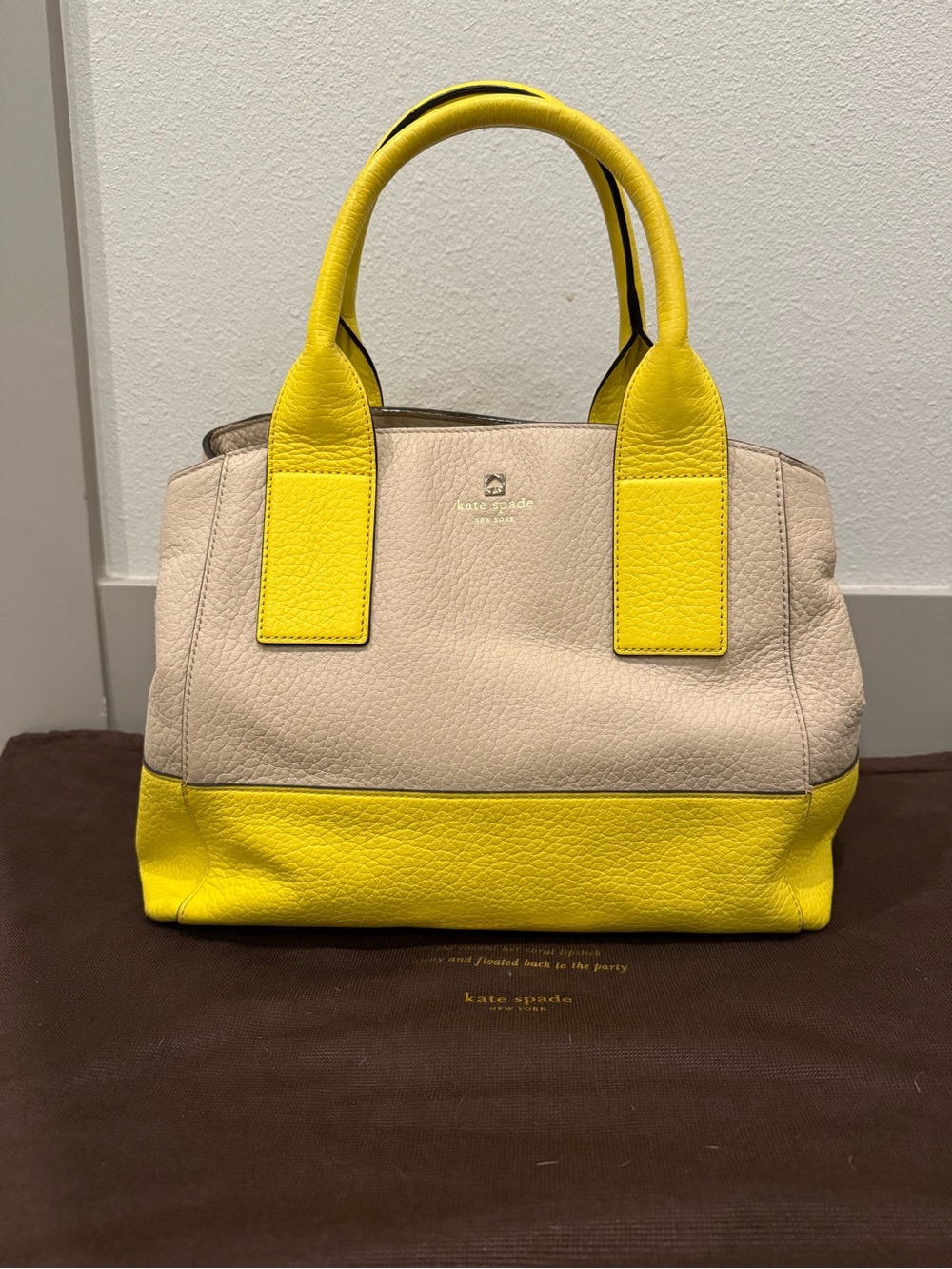 kate spade Two-Tone Cream and Yellow Leather Tote
